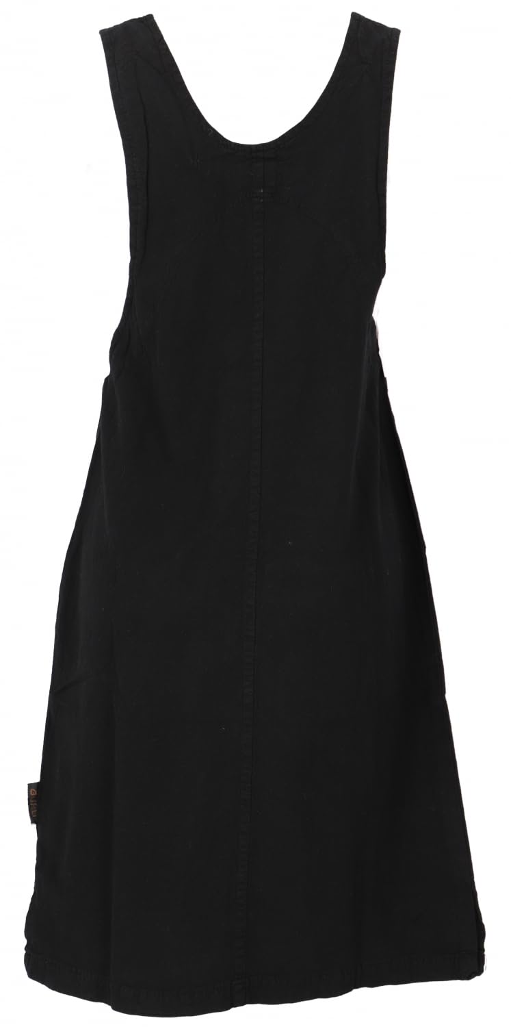 GURU SHOP Latzrock, Trägerkleid, Hippierock - Olive, Damen, Baumwolle | Bequemes Kleid mit aufgesetzten Taschen, knielang, vielseitig kombinierbar, normaler Schnitt.