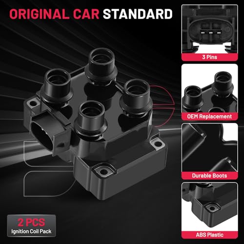 Image of BDFHYK Ignition Coil Packs Compatible with Lincoln Town Car Mark VIII E-150 Escort Explorer Mustang Ranger B2300 B25002.0L 2.5L 4.6L L4 V8, Coil for DG530 C924 DG449 EE03A Set of 2