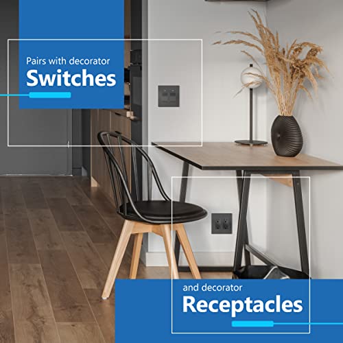 Image of LIDER Decorator Switch Cover, Screwless Wall Plate, Mid-Size 2-Gang 4.88 inch x 4.92 inch, LSWP-32M-SG, UL Listed, Thermoplastic, Matte Space Gray, 1-Pack