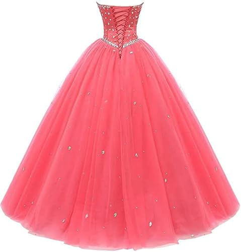 Image of Likedpage Women's Sweetheart Ball Gown Tulle Quinceanera Dresses Prom Dress