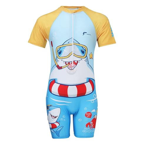 Image of FABSPORTS Kids Swimsuit Set Printed One-Piece Swimwear for Boys & Girls, Half Sleeve Bathing Suit, Comfortable Swimming Costume for Children, 2-12 Years