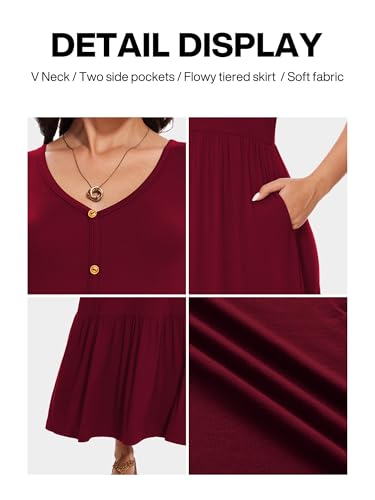 Image of VIISHOW Women's Short Sleeve Maxi Dress 2026 Summer V Neck Knit Loose Plain Empire Waist Casual Dresses with Pockets