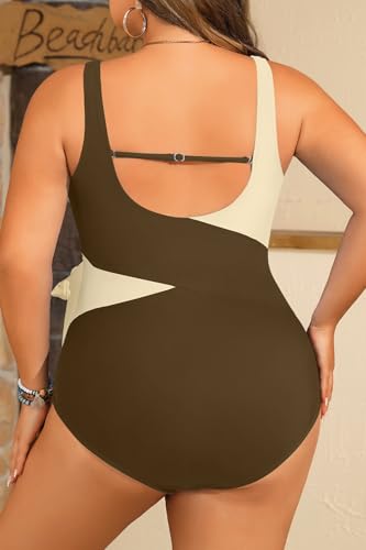 Image of Yonique Plus Size One Piece Swimsuits for Women Tummy Control Bathing Suits Full Coverage Swimwear