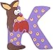 INDIGOS UG DEKO - Holzbuchstabe - K - für Kinder und Babys - Motiv Tiere englische Ausführung für das Kinderzimmer, Schule, Kindergarten, Basteln und Sammeln