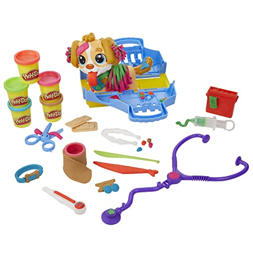 Play-Doh Kit Veterinario - Set con Cachorro de Juguete, transportín, 10 Herramientas, 5 Colores (F3639)