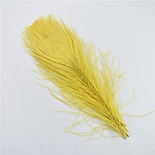 Zamihalaa 10Pcs/Lot Natural Colored Peacock Feathers Decor 25-30cm White Plumes Accessories Holiday Decorations Jewelry Handicraft Crafts - Yellow