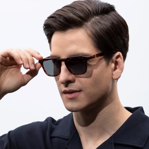 Image of CARFIA Retro Sunglasses for Men Polarized UV400 Protection, Hand-crafted Acetate, 60s Style Square Cool Sun Glasses