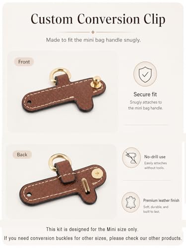 Image of Purse Organizer Insert & Leather Strap Conversion Kit Set, Compatible with Longchamp Le Pliage Mini Bag - Felt Inner Liner & Adjustable Shoulder Strap, Beige