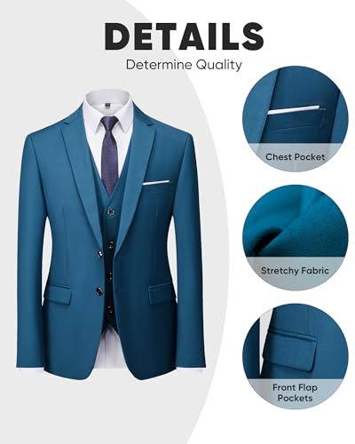 Men's Slim Fit 2-Piece Suit - Two Button Blazer With Hidden Expandable Waist Pants