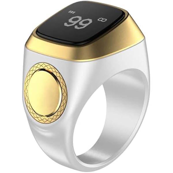 App Smart Zikr Ring, cyfrowy wyświetlacz licznika Tasbih, przezroczysty duży 0,8 cala, przypomnienie o czasie modlitwy, metal i plastik