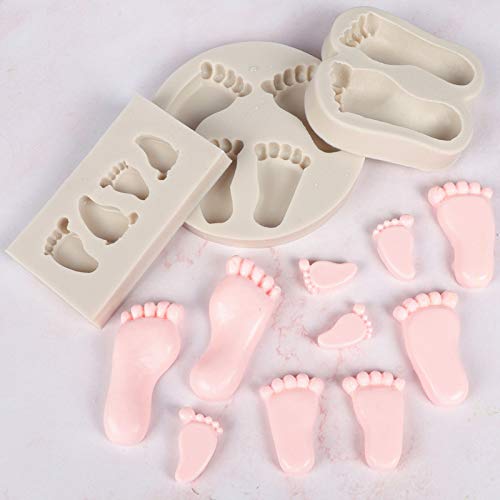 Xidmold 6Pcs Baby Silicone Fondant Molds Baby Shower Theme Cake Decorating Mold, Baby Feet Hand Fondant Molds For Gummy Chocolate Candy Cupcake Gum Paste Polymer Clay #TOP3