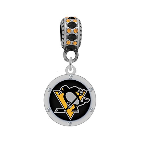 Crystal Charm Fits Compatible With Pandora Style Bracelets(Pittsburgh Penguins)