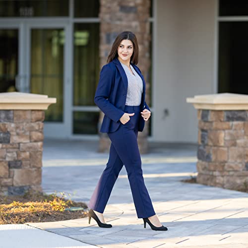 Marycrafts Women's 2 Buttons Business Blazer Pant Suit Set For Work 12 Navy #TOP1