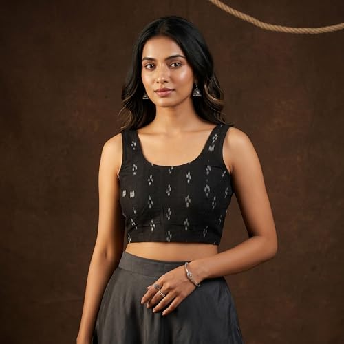 Image of Women's Sambalpuri Ikat Handloom Unstitched Cotton Blouse Piece Ethnic Wear