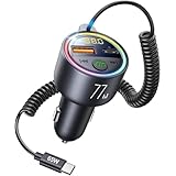 【進化モデル】FMトランスミッター bluetooth 車【急速充電 PD65W 対応 USB&Type-C QC3.0】Bluetooth5.4 車載充電器 Siri&Google Assistant対応 ハンズフリー通話 Bluetooth/U-ディスク対応 2つの音楽再生モード 12V-24V車対応 LEDランプ 電圧測定