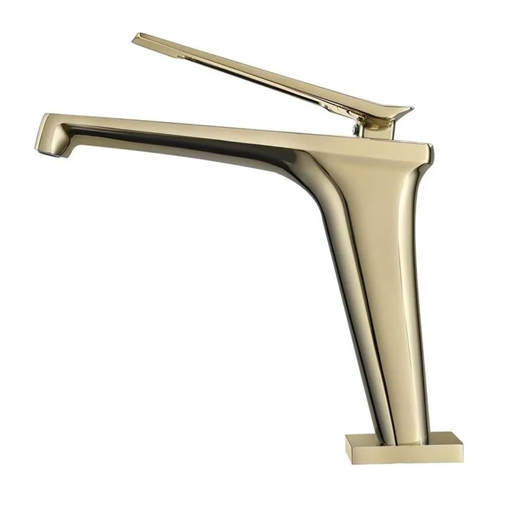 Blyqxs Nickel Gold Basin Faucet Brushed Gold Faucet, Hot And Cold Washbasin Faucet Bathroom Undercounter Basin Waterfall Faucet Ey-H0098(Nickel Gold)