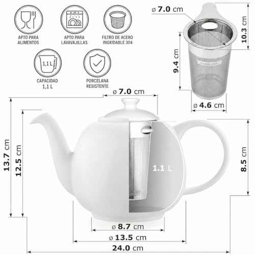 Miniatura 3 de Urban Life Style - Tetera Con Filtro Swansea 1,1 L , Color Blanco