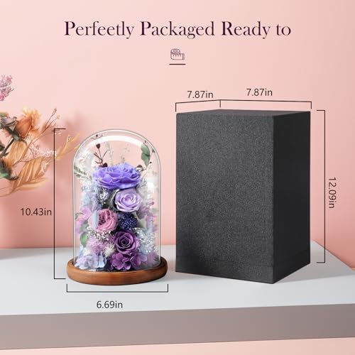 Laladeyek Eternal Rose Lilac Purple Flower Preserved Long Lasting Stable Color Natural Material Symbol of Everlasting Love for Wife Mothers Select Anniversary Rose Gift Birthday Present Christmas by Laladeyek - Used condition - Image 6