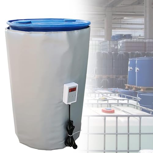 VNATWGOO Calentador De BidóN De Metal EléCtrico De 110 V/220 V, Manta Calefactora De Balde para Barril De 55/264 Galones, Calentador De Barril De Hierro, Temperatura Ajustable De 0 A 150 °C,200L-Grey