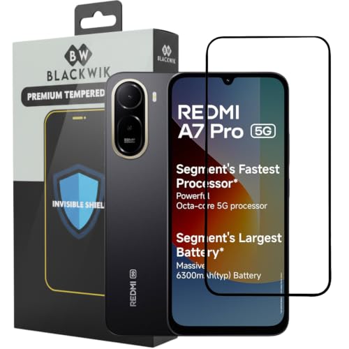 Image of Blackwik Tempered Glass Screen Protector for REDMI A7 Pro 5G with Edge-To-Edge Protector Coverage | Easy Installation Kit (Black)