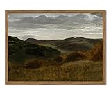 Framed Vintage Landscape Wall Art, Mountain Nature Wall Decor Paintings, Moody Countryside Canvas Prints Pictures Wall Decor for Living Room Bedroom Dining Room Office 16x24 inch
