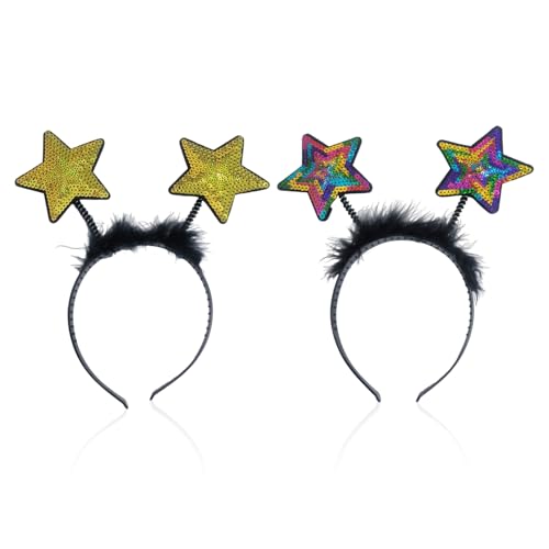 PLLDVEFD 2 Pieces Of Five-Pointed Star Headband Sequin Headband Creative Headband Role-Playing Accessories Party Headband Clothing Accessories.