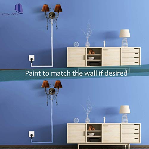 Royal Apex 90cm Square Cable Box Self Adhesive PVC Trunking White Wall Cord Cover Cable Concealer On-Wall Wire Cover Paintable Cable Management Raceway to Hide Wires - Pack of 3 (3pcs - 10x10x900mm)