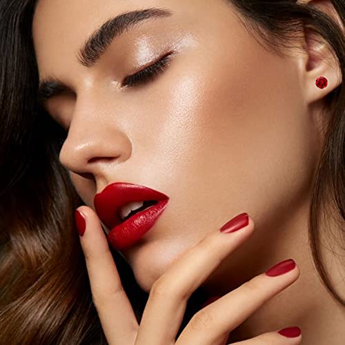 6 Pairs Stud Earrings Set,Clear Cubic Zirconia 316L Stainless Steel Earrings For Women For Men 3-8Mm (Ruby) #TOP4