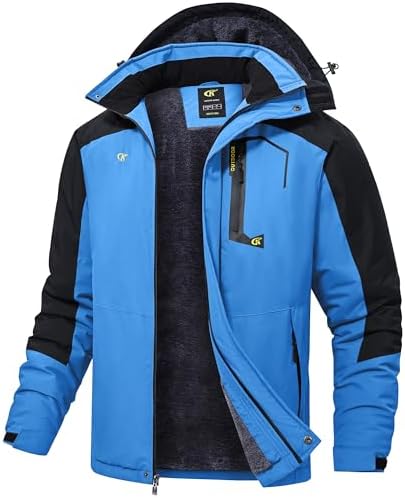 Tyhengta Herrenjacke Winter Fleece Skijacken Wasserdichte Outdoor Wanderjacke Winddichte Gefüttert Wintermäntel mit Kapuze