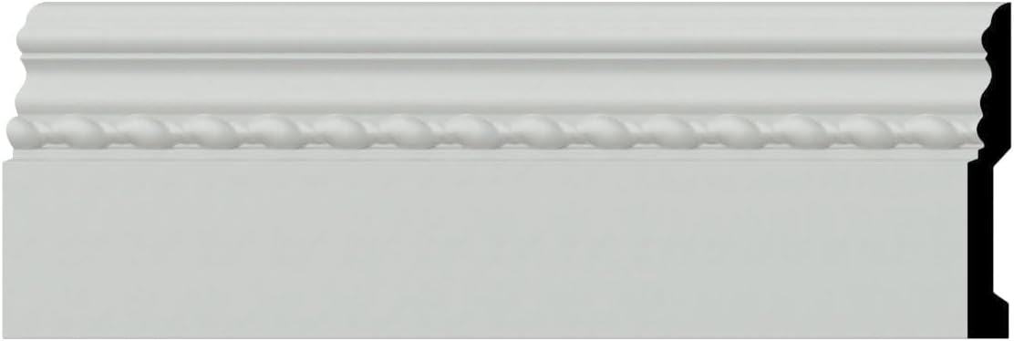 Ekena Millwork Endurathane Oslo Rope Baseboard Moulding, 4 7/8"H x 5/8"P x 94 1/2"L, Factory Primed