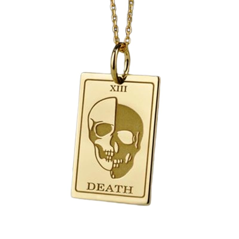Tarot de la Mort collier argent 925 plaqué or fait main