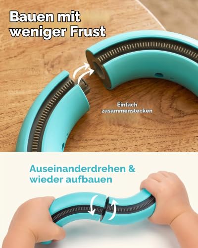 hahaland 3D Eisenbahn Kinder Elektrisch, 64-TLG 2 Züge,Spielzeug ab 3 Jahre – Ansicht 6
