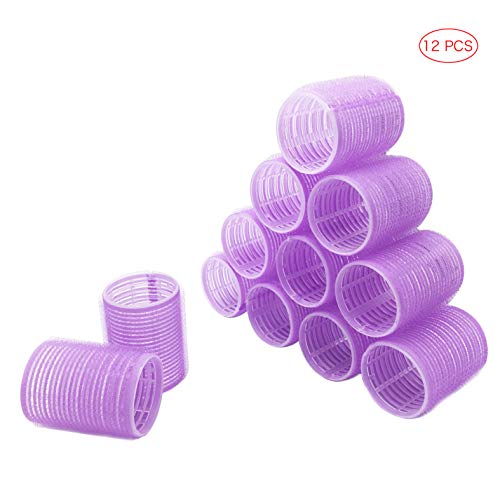 Jumbo Hair Rollers Curlers,Self Grip Salon Hairdressing Curlers, DIY Curly Hairstyle Large Hair Rollers, (Colors Random),Pack-12
