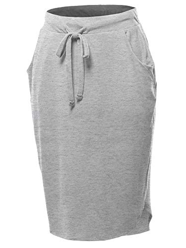Elastic Waist Self Tie Tulip Hem Side Pocket Skirt...