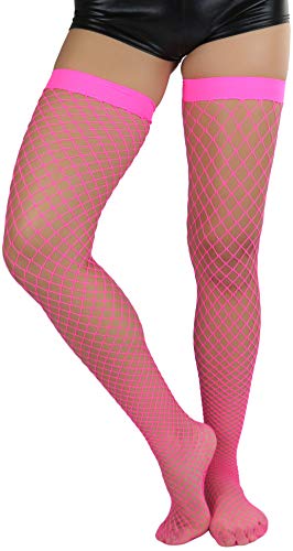 Image of ToBeInStyle Women's Vibrant Large Net Fishnet Thigh High Elastic Nylon Novelty Stockings