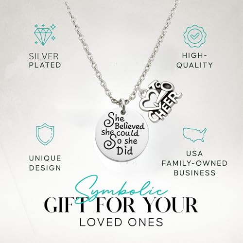 Sportybella Cheer Necklace for Girls, Gifts for Cheerleaders, She Believed She Could So She Did Themed Jewelry, Senior Gift, Competitive Cheer Gifts2