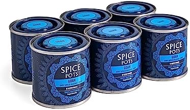 Goan Curry Powder by Spice Pots - 100% Natural Ingredients - Gluten Free & Vegan Indian Curry Powder - Dry Spice Mix For Fish, Chicken & Vegetarian Dishes (Hot Heat) - 6 x 40g Pots