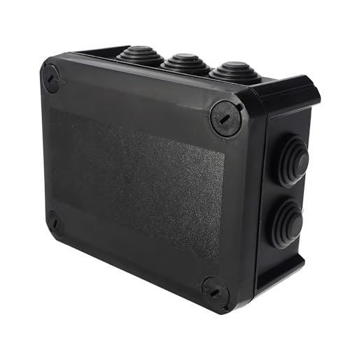 EDO Caja de Superficie IP66 Estanca 150x115x65 mm Negra – Resistente a los UV, sin Halógenos – Caja de Distribución con Prensaestopas y Tapa Atornillada Interior/Exterior