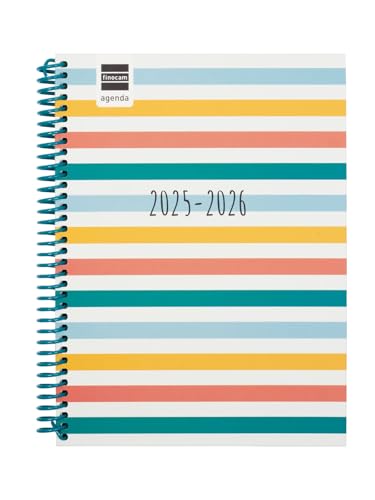 Finocam - Agenda Diva Curso 2025 2026 Semana Vista Horizontal Septiembre 2025 - Junio 2026 (curso lectivo) + Julio y Agosto resumidos Colors Español