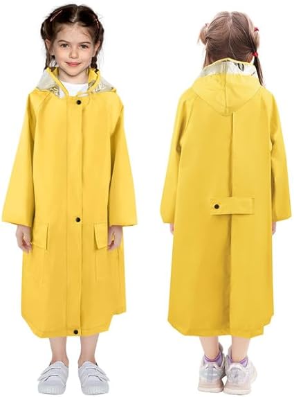 Ponchos De Pluie Enfants - Lot De 2 Capes Imperméables 110 Cm, Réutilisables | Jaune Et Violet, EVA Léger