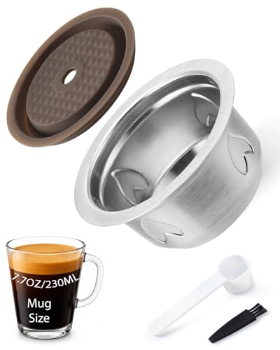 i Cafilas 7.7oz(230ml)Mug size Refillable Coffee Capsule Compatible with Nespresso Vertuo Machines,Stainless Steel Reusable Pod, Holds Up to 12g for Rich Crema&Flavor, Eco-Friendly,1 pcs coffee pod