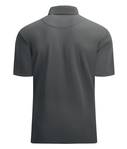 Alex Vando Mens Bubble Jacquard Polo Shirt Super Stretch Short Sleeve Polo Shirts for Men