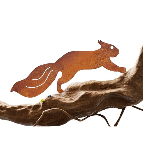 virkwuy Scoiattolo Arrugginito, Scoiattolo di Ruggine Naturale, Decorazioni in Ferro Arrugginito, Adatto per Aggiungere un Tocco Vintage a Cortili, Terrazze, Balconi, Giardini o Piante in Vaso