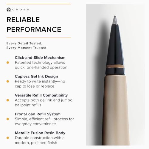 Image of Cross Edge Matte Hazelnut Lacquer Gel Rollerball Pen - Refillable, Medium Point, Black Ink, Premium Box