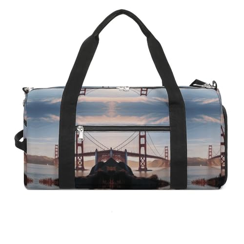 Sac de gym imprimé Golden Gate Bridge avec compartiments et design élégant