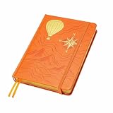 Crein Lynh Dot Grid Journal with 160GSM Thick Paper, 192 Pages, A5 Dotted Notebook for Work, School, Travel | 180° Lay Flat, Foil Stamped Cover, Elastic Band, 2 Bookmarks & Inner Pocket (Orange)