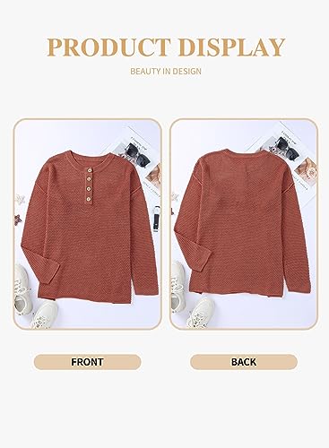 Image of Eytino Womens Plus Size Sweaters Casual Long Sleeve Loose V Neck Button Henley Tops Pullover Knit Jumpers,(1X-5X)