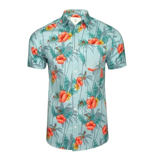 Chemise Hawaïenne Homme Coton Manches Courtes Coupe Slim Fit Style Tropical Éte