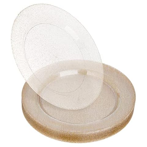 STACKABLES 20 Pack Glittered Gold Plates Cover