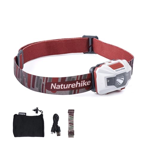 Naturehike Lampada frontale a LED ricaricabile per esterni, 45°, lampada da testa leggera, IPX4, impermeabile, adatta per ciclismo, jogging, escursioni e campeggio